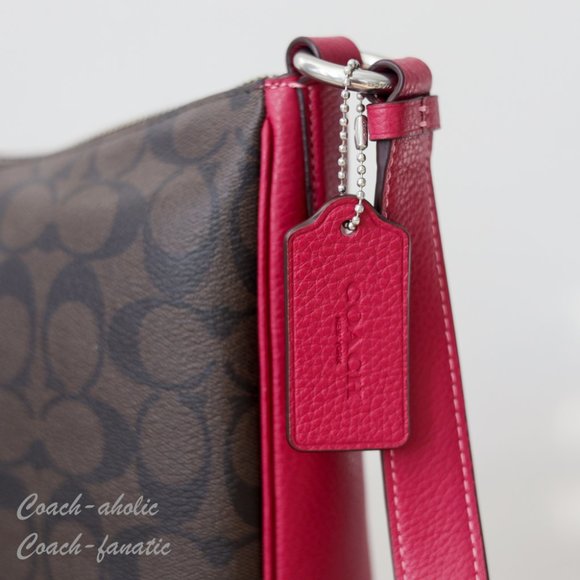 NWT Coach C1649 Ellie File Bag In Signature Canvas Brown/Bright Violet - Picture 7 of 12